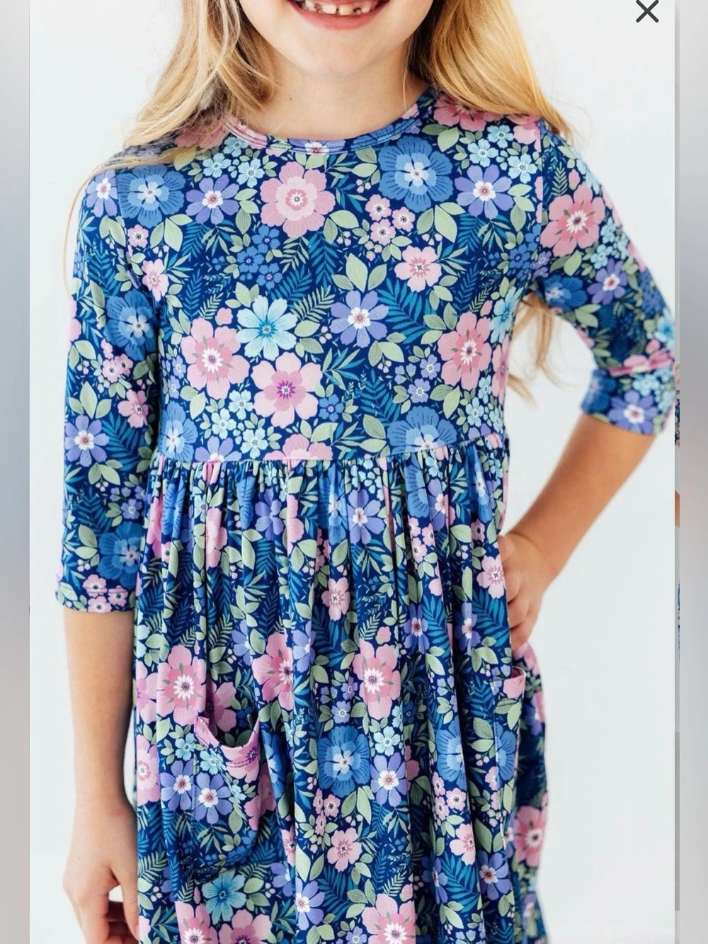 Mila and Rose WHIMSY 3/4 SLEEVE POCKET TWIRL DRESS NWOT